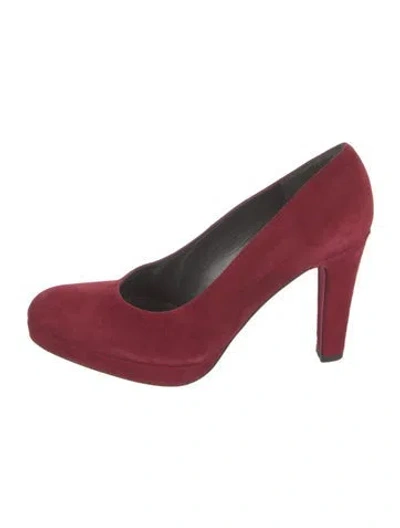 Pre-owned Stuart Weitzman Suede Pumps In Burgundy