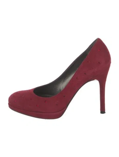 Pre-owned Stuart Weitzman Suede Pumps In Burgundy