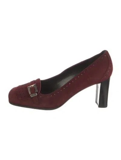 Pre-owned Stuart Weitzman Suede Pumps In Burgundy
