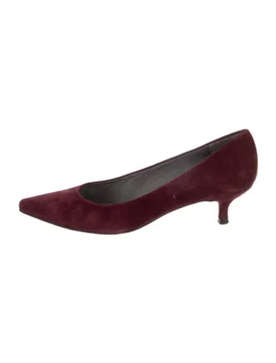 Pre-owned Stuart Weitzman Suede Pumps In Burgundy