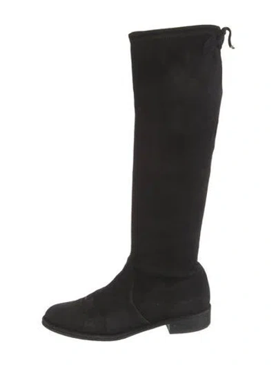Pre-owned Stuart Weitzman Suede Riding Boots In Black