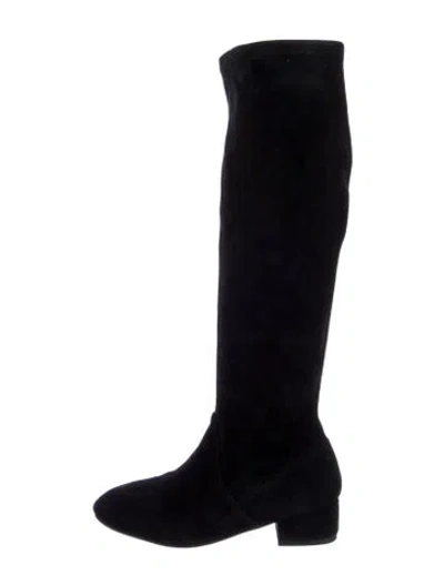 Pre-owned Stuart Weitzman Suede Riding Boots In Black