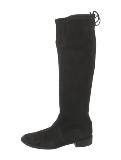 Pre-owned Stuart Weitzman Suede Riding Boots In Black