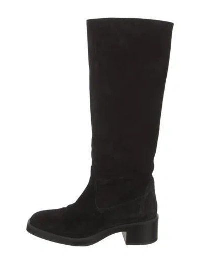 Pre-owned Stuart Weitzman Suede Riding Boots In Black