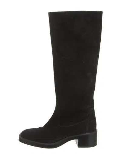 Pre-owned Stuart Weitzman Suede Riding Boots In Black