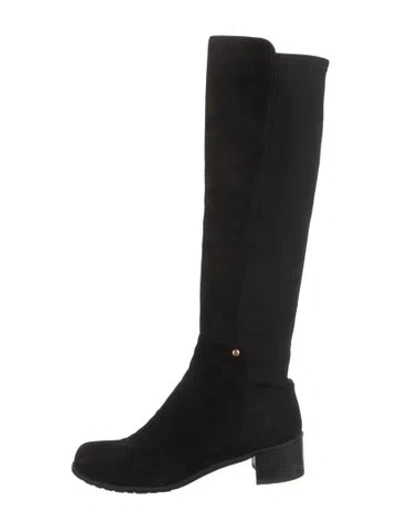 Pre-owned Stuart Weitzman Suede Riding Boots In Black