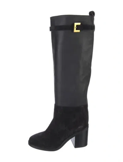 Pre-owned Stuart Weitzman Suede Riding Boots In Black