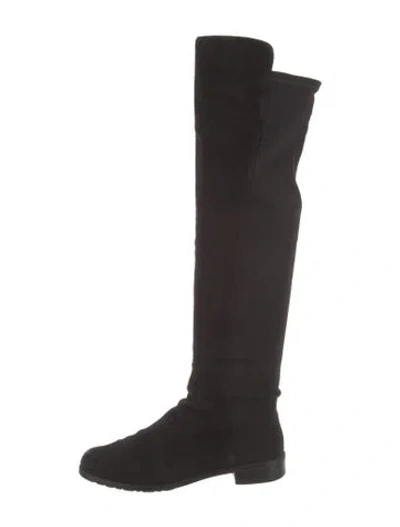 Pre-owned Stuart Weitzman Suede Riding Boots In Black