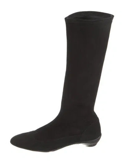 Pre-owned Stuart Weitzman Suede Riding Boots In Black