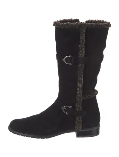 Pre-owned Stuart Weitzman Suede Riding Boots In Black