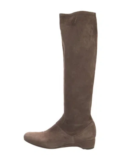 Pre-owned Stuart Weitzman Suede Riding Boots In Brown