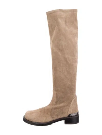 Pre-owned Stuart Weitzman Suede Riding Boots In Brown