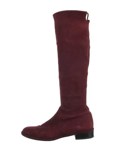 Pre-owned Stuart Weitzman Suede Riding Boots In Burgundy