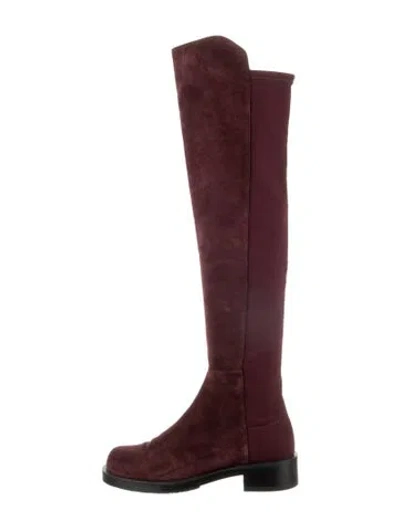 Pre-owned Stuart Weitzman Suede Riding Boots In Burgundy
