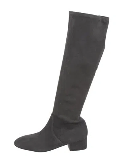 Pre-owned Stuart Weitzman Suede Riding Boots In Gray