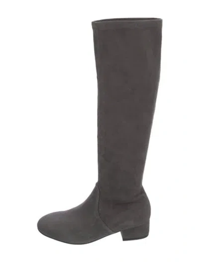 Pre-owned Stuart Weitzman Suede Riding Boots In Gray