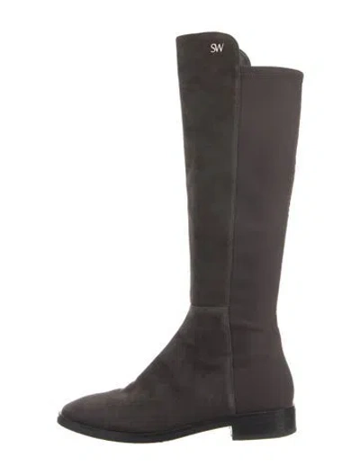 Pre-owned Stuart Weitzman Suede Riding Boots In Gray