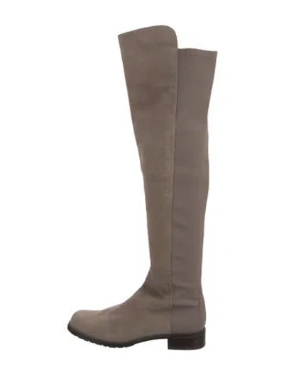 Pre-owned Stuart Weitzman Suede Riding Boots In Gray