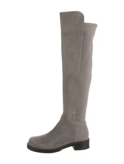 Pre-owned Stuart Weitzman Suede Riding Boots In Gray