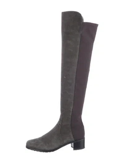 Pre-owned Stuart Weitzman Suede Riding Boots In Gray