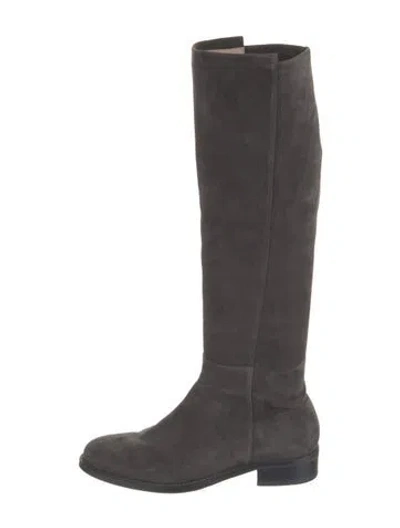 Pre-owned Stuart Weitzman Suede Riding Boots In Gray