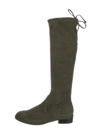 Pre-owned Stuart Weitzman Suede Riding Boots In Green