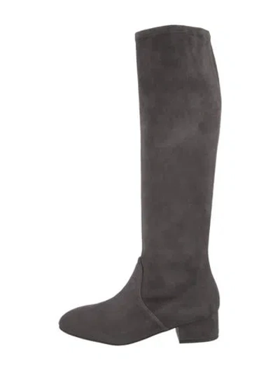 Pre-owned Stuart Weitzman Suede Riding Boots In Grey