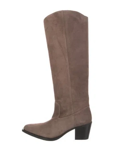 Pre-owned Stuart Weitzman Suede Riding Boots In Neutral