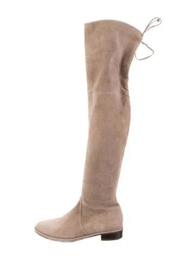 Pre-owned Stuart Weitzman Suede Riding Boots In Neutral