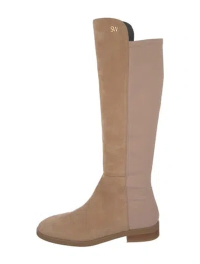 Pre-owned Stuart Weitzman Suede Riding Boots In Neutral