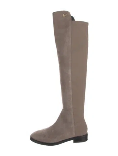 Pre-owned Stuart Weitzman Suede Riding Boots In Neutral