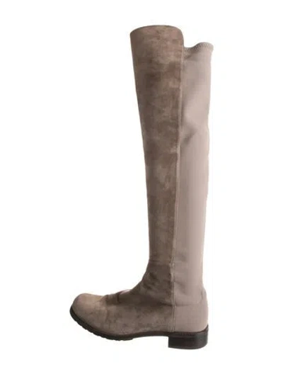 Pre-owned Stuart Weitzman Suede Riding Boots In Neutral