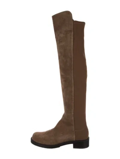 Pre-owned Stuart Weitzman Suede Riding Boots In Neutral