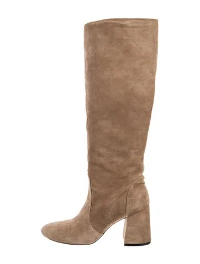 Pre-owned Stuart Weitzman Suede Riding Boots In Neutral