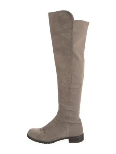 Pre-owned Stuart Weitzman Suede Riding Boots In Neutral