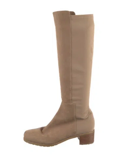 Pre-owned Stuart Weitzman Suede Riding Boots In Neutral
