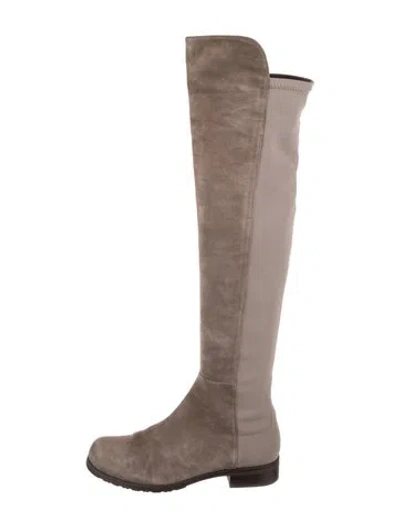 Pre-owned Stuart Weitzman Suede Riding Boots In Neutral