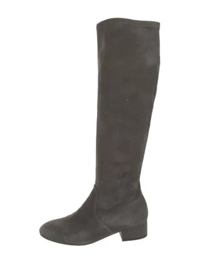 Pre-owned Stuart Weitzman Suede Riding Boots In Neutral