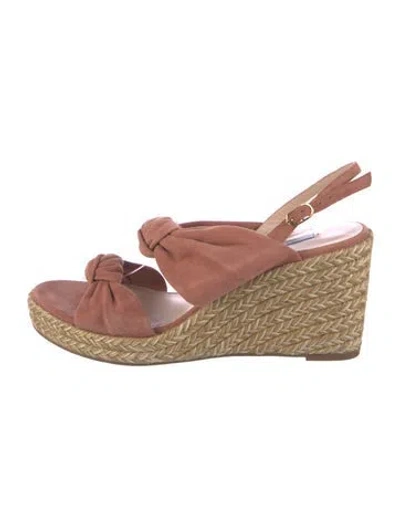 Pre-owned Stuart Weitzman Suede Ruffle Embellishment Espadrilles In Pink