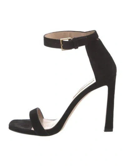 Pre-owned Stuart Weitzman Suede Sandals In Black