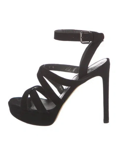Pre-owned Stuart Weitzman Suede Sandals In Black