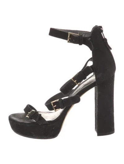 Pre-owned Stuart Weitzman Suede Sandals In Black