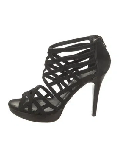 Pre-owned Stuart Weitzman Suede Sandals In Black