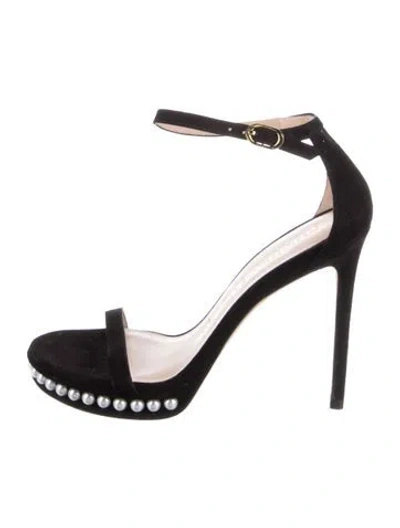 Pre-owned Stuart Weitzman Suede Sandals In Black