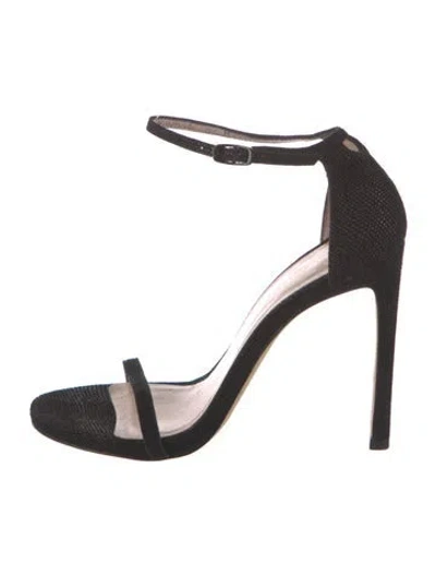 Pre-owned Stuart Weitzman Suede Sandals In Black