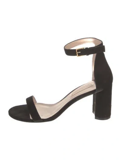Pre-owned Stuart Weitzman Suede Sandals In Black