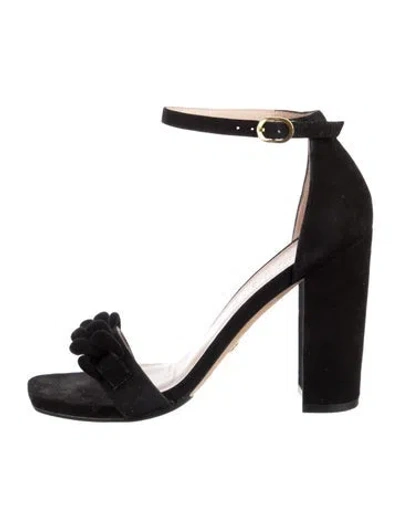 Pre-owned Stuart Weitzman Suede Sandals In Black