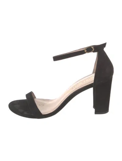 Pre-owned Stuart Weitzman Suede Sandals In Black