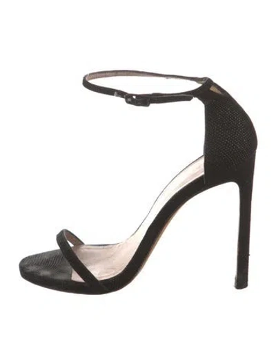 Pre-owned Stuart Weitzman Suede Sandals In Black