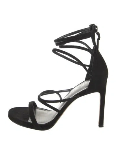 Pre-owned Stuart Weitzman Suede Sandals In Black